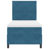 Letto a molle con testiera Blu Scuro 90 x 200 cm Velluto