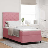 Letto a molle con materasso Rosa 100 x 200 cm Tessuto