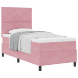 Letto a molle con materasso Rosa 100 x 200 cm Tessuto