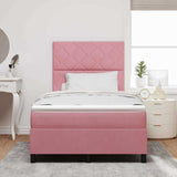 Letto a molle con materasso Rosa 120 x 190 cm Tessuto