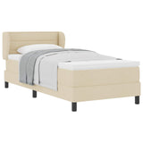 Letto a molle con materasso Crema 90 x 190 cm Tessuto