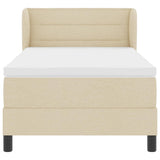 Letto a molle con materasso Crema 90 x 190 cm Tessuto