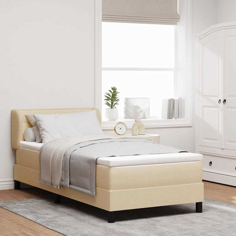 Letto box spring con materasso Crema 100 x 200 cm Tessuto