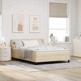 Letto a molle con testiera Crema 140 x 200 cm Tessuto