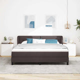 Letto a molle con testiera Marrone Scuro 180 x 200 cm Tessuto