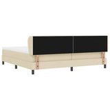Letto a molle con testiera Crema 200 x 200 cm Tessuto