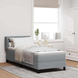 Letto a molle con testiera Grigio chiaro 80 x 200 cm Tessuto