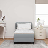 Letto a molle con testiera Grigio chiaro 80 x 200 cm Tessuto