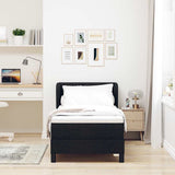 Letto a molle con testiera Nero 80 x 200 cm Tessuto