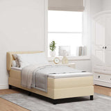 Letto a molle con materasso Crema 80 x 200 cm Tessuto