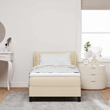 Letto box spring con materasso Crema 90 x 200 cm Tessuto