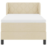 Letto box spring con materasso Crema 90 x 200 cm Tessuto