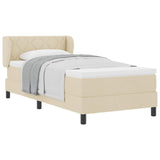 Letto a molle con testiera Crema 100 x 200 cm Tessuto