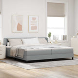 Letto a molle con testiera Grigio chiaro 200 x 200 cm Tessuto
