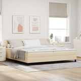 Letto a molle con testiera Crema 200 x 200 cm Tessuto