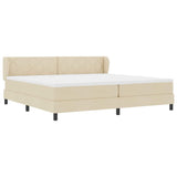 Letto a molle con testiera Crema 200 x 200 cm Tessuto