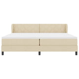 Letto a molle con testiera Crema 200 x 200 cm Tessuto