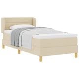 Letto a molle con materasso Crema 90 x 190 cm Tessuto