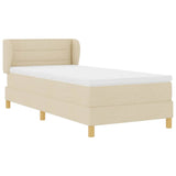 Letto a molle con materasso Crema 90 x 190 cm Tessuto