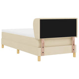 Letto a molle con materasso Crema 90 x 190 cm Tessuto