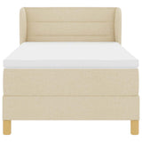 Letto a molle con materasso Crema 90 x 190 cm Tessuto