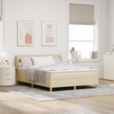 Letto a molle con materasso Crema 140 x 190 cm Tessuto