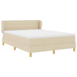 Letto a molle con materasso Crema 140 x 190 cm Tessuto