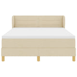 Letto a molle con materasso Crema 140 x 190 cm Tessuto
