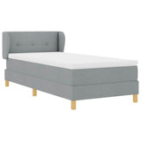Letto a molle con testiera Grigio chiaro 100 x 200 cm Tessuto