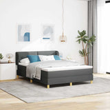 Letto a molle con testiera Grigio scuro 140 x 190 cm Tessuto