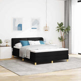 Letto a molle con testiera Nero 140 x 190 cm Tessuto
