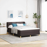 Letto a molle con testiera Marrone Scuro 160 x 200 cm Tessuto