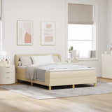 Letto a molle con materasso Crema 160 x 200 cm Tessuto