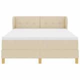 Letto a molle con materasso Crema 160 x 200 cm Tessuto