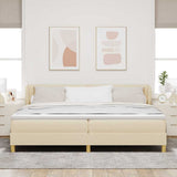 Letto a molle con testiera Crema 200 x 200 cm Tessuto