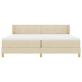 Letto a molle con testiera Crema 200 x 200 cm Tessuto