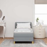 Letto a molle con testiera Grigio chiaro 80 x 200 cm Tessuto