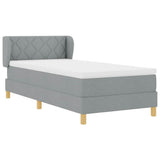 Letto a molle con testiera Grigio chiaro 90 x 190 cm Tessuto