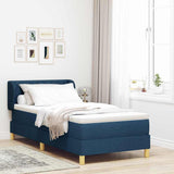 Letto a molle con testiera Blu 90 x 190 cm Tessuto