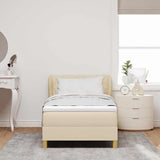 Letto a molle con testiera Crema 100 x 200 cm Tessuto