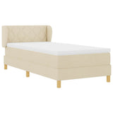 Letto a molle con materasso Crema 100 x 200 cm Tessuto