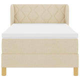 Letto a molle con materasso Crema 100 x 200 cm Tessuto