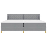 Letto a molle con testiera Grigio chiaro 200 x 200 cm Tessuto