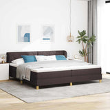 Letto a molle con testiera Marrone Scuro 200 x 200 cm Tessuto