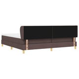 Letto a molle con testiera Marrone Scuro 200 x 200 cm Tessuto