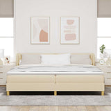 Letto a molle con testiera Crema 200 x 200 cm Tessuto