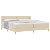 Letto a molle con testiera Crema 200 x 200 cm Tessuto
