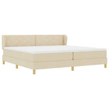 Letto a molle con testiera Crema 200 x 200 cm Tessuto