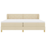 Letto a molle con testiera Crema 200 x 200 cm Tessuto