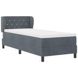 Letto a molle con materasso Grigio scuro 80 x 200 cm Velluto